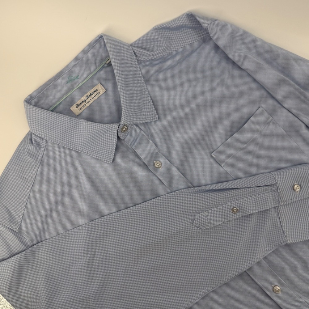 Tommy Bahama Mens XL San Lucio Stretch Button Down Shirt Blue
